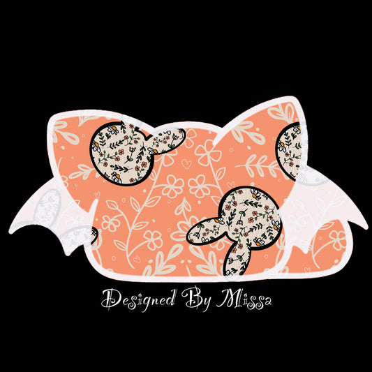 Floral bunnies-peach-seamless